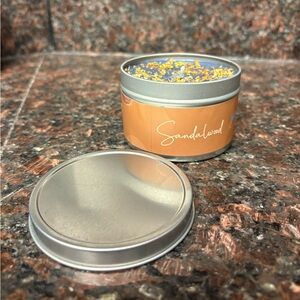 Handmade SoftOwl Sandalwood Scented Soy Wax Candle Round Tin Silver Handmade